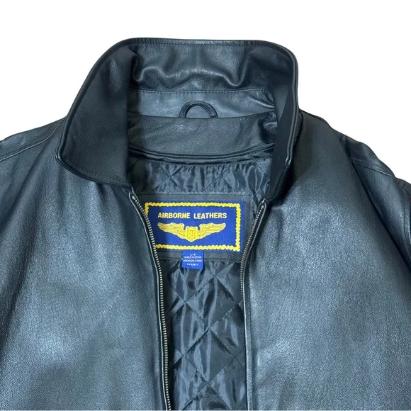 Airborne Leathers Men’s Leather Jacket, Size Large